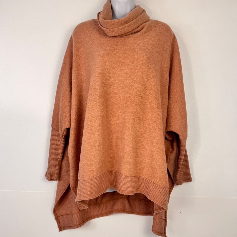 Cherish Pull-Over Sweater Womens M/L Terracotta Oversized Turtleneck High Low